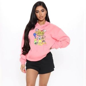 Looney Tunes Pink Graphic Hooded Sweatshirt